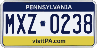 PA license plate MXZ0238