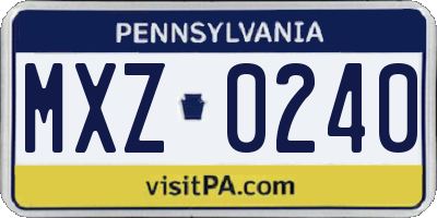 PA license plate MXZ0240