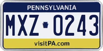 PA license plate MXZ0243