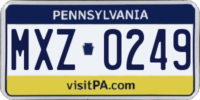 PA license plate MXZ0249