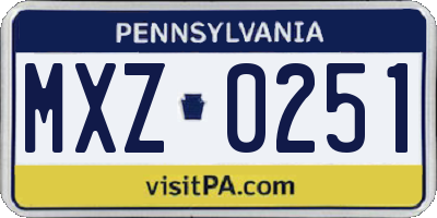 PA license plate MXZ0251