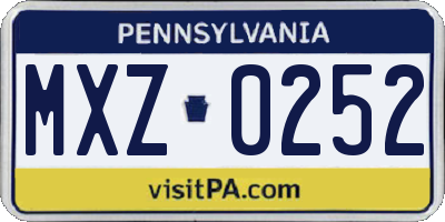 PA license plate MXZ0252