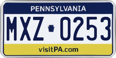PA license plate MXZ0253