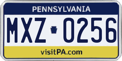 PA license plate MXZ0256