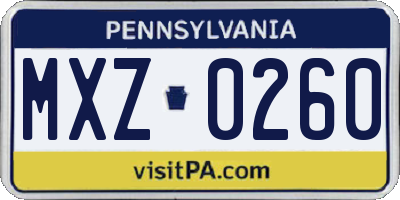 PA license plate MXZ0260