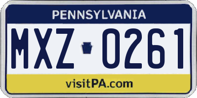 PA license plate MXZ0261