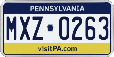 PA license plate MXZ0263