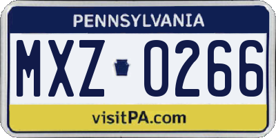 PA license plate MXZ0266