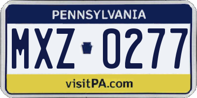 PA license plate MXZ0277