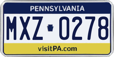 PA license plate MXZ0278