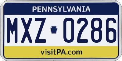 PA license plate MXZ0286