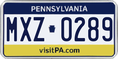 PA license plate MXZ0289