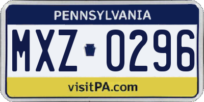 PA license plate MXZ0296