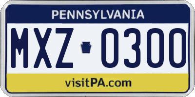 PA license plate MXZ0300