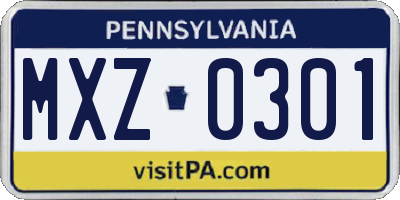 PA license plate MXZ0301