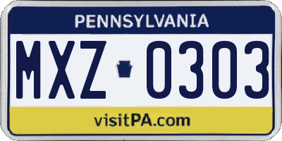 PA license plate MXZ0303