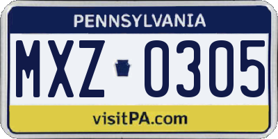 PA license plate MXZ0305