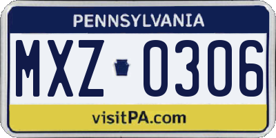 PA license plate MXZ0306