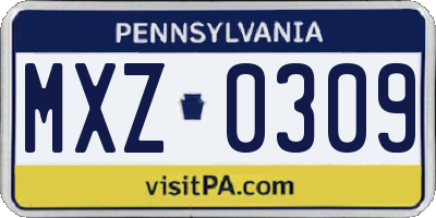 PA license plate MXZ0309