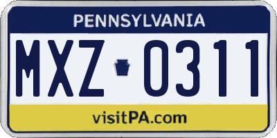 PA license plate MXZ0311