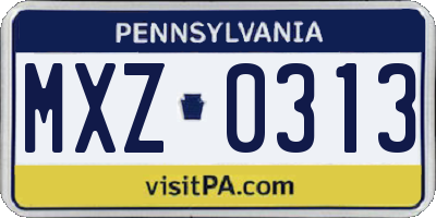 PA license plate MXZ0313