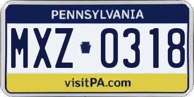 PA license plate MXZ0318