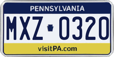 PA license plate MXZ0320