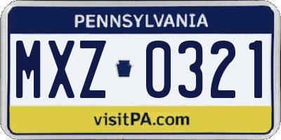 PA license plate MXZ0321