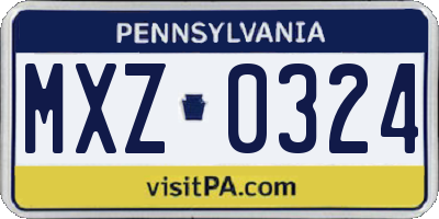 PA license plate MXZ0324