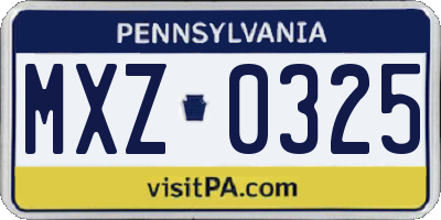 PA license plate MXZ0325