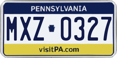 PA license plate MXZ0327