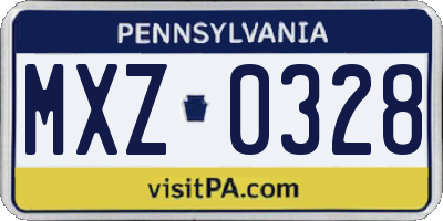 PA license plate MXZ0328