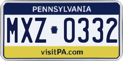 PA license plate MXZ0332