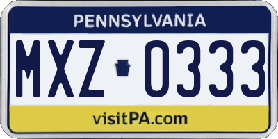 PA license plate MXZ0333