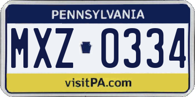 PA license plate MXZ0334