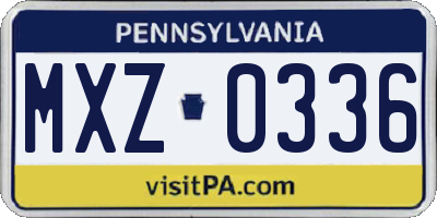 PA license plate MXZ0336