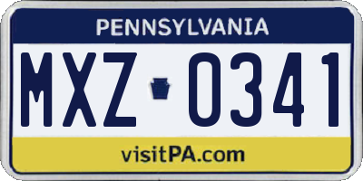 PA license plate MXZ0341