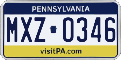PA license plate MXZ0346