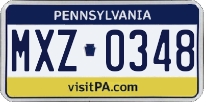 PA license plate MXZ0348
