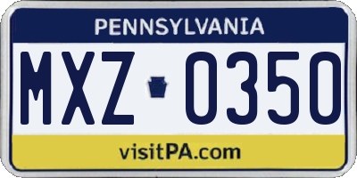 PA license plate MXZ0350