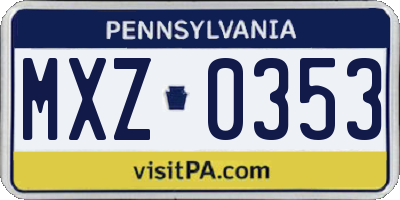 PA license plate MXZ0353