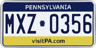 PA license plate MXZ0356