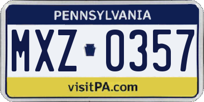 PA license plate MXZ0357