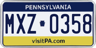 PA license plate MXZ0358