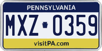 PA license plate MXZ0359