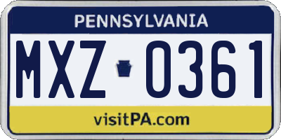 PA license plate MXZ0361