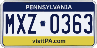 PA license plate MXZ0363