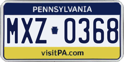 PA license plate MXZ0368