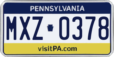 PA license plate MXZ0378