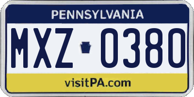 PA license plate MXZ0380